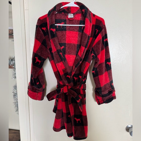 2/for $15 🪩 - Victoria’s Secret Red Plaid Robe in Buffalo Check Print (XS/Small) - Picture 2 of 5